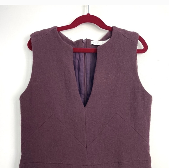 Victoria Beckham 100% wool v neck sleeveless maroon midi dress - Picture 2 of 11